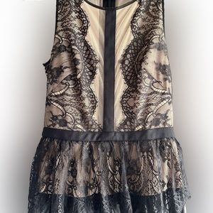 BCBG Max Azria Lace and Leather (Faux) Dress - Size 8